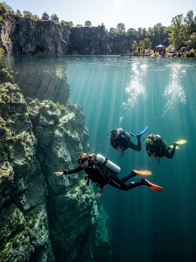 Scuba diving training at Fantasy Lake Adventure Park quarry in Wake Forest NC